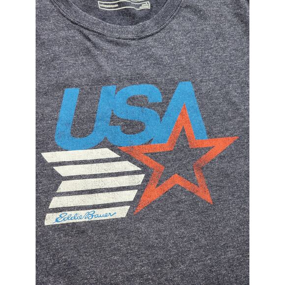 Eddie Bauer USA Shirt Mens Large Legend Wash Distress Vintage Style Short Sleeve - Picture 7 of 16